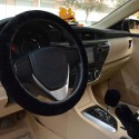 Warm Fur Automotive Steering Wheel Cover Universal Steering-wheel Plush Car Steering Wheel Covers black_Steering wheel cover + 