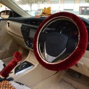 Warm Fur Automotive Steering Wheel Cover Universal Steering-wheel Plush Car Steering Wheel Covers Wine red_Steering wheel cover