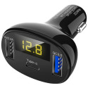 3-Ports USB Type-c Quick Charge Car Charger Adapter LED Voltmeter / Auto Bluetooth FM Radio Transmitter-GKH9