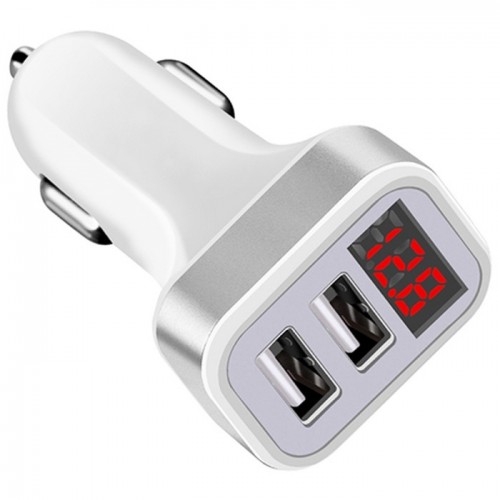 Dual USB Ports Car Charger with Smart Screen Display