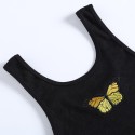 Women Tank Top Sexy Scoop Neck Close-fitting Embroidery Animal Patter Short Vest