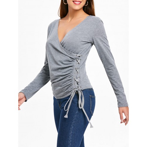 Slim Fit Criss Cross Ruched Top