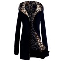 SOVALRO Women winter coat Hooded thick leopard sweater with velvet sweatershirt outwear jacket