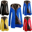 SOVALRO Women winter coat Hooded thick leopard sweater with velvet sweatershirt outwear jacket