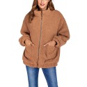 Zipper With Pocket Loose Autumn And Winter Ladies Fleece Jacket