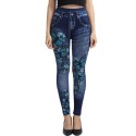 3D Floral Butterfly Print Elastic Waist Jeggings