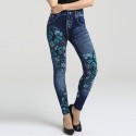 3D Floral Butterfly Print Elastic Waist Jeggings