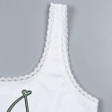 Fashion Print Lace Hem Short Vest for Women