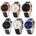GUANQIN Male Leather Calendar Luminous Analog Quartz Watch with Moving Sub-dials