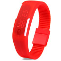 LED Watch Date Red Digital Rubber Wristband Rectangle Dial