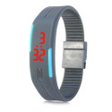 LED Watch Date Red Digital Rubber Wristband Rectangle Dial