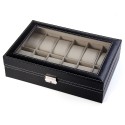 12 Grids Watch Display Case PU Leather Jewelry Storage Box Organizer