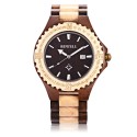 BEWELL ZS - W023A Male Wooden Date Quartz Wrist Watch with Gear Shape Bezel