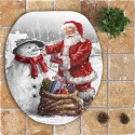Father Christmas and Snowman Pattern 3Pcs Bathroom Mats Set