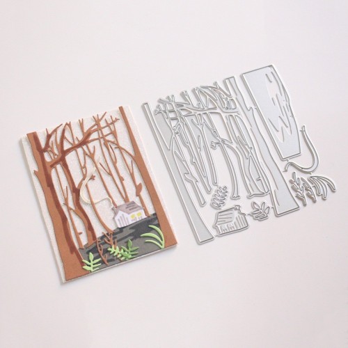Tree Pattern Carbon Steel Stencil Template Mould for DIY Scrapbook Album Paper Card Embossing Craft Decoration