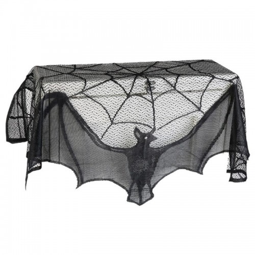 Halloween Decor Haunted House Gothic Black Lace Spider Web Curtains