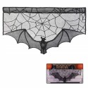 Halloween Decor Haunted House Gothic Black Lace Spider Web Curtains