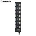 Cwxuan 7-Port USB 2.0 Hub with Individual Switch / Power Cable