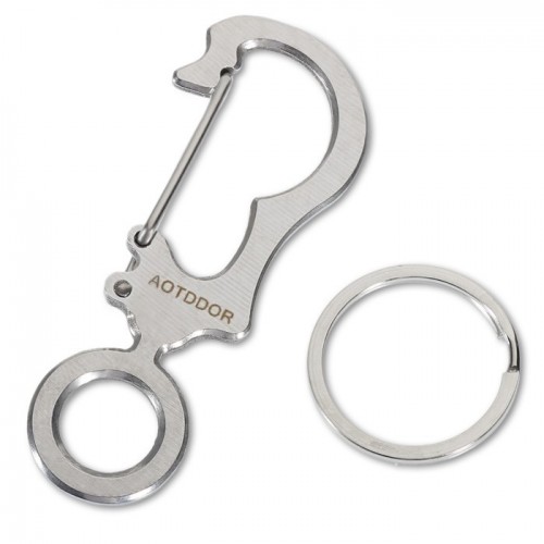 AOTDDOR Portable Stainless Steel Carabiner Keychain with Ring