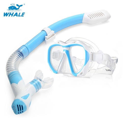 WHALE MK2600 + SK900 Professional Adult Diving Silicone Mask Glasses Snorkel Set