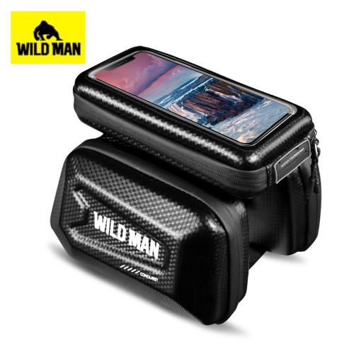 WILD MAN E6S 1L Bicycle Front Tube Bag with Detachable Cell Phone Pouch TPU Sensitive Touchscreen