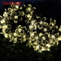 Christmas Tree Decors 7m 50 LED Solar String Light Peach Blossom Shape Lamp Xmas Tree Ornament