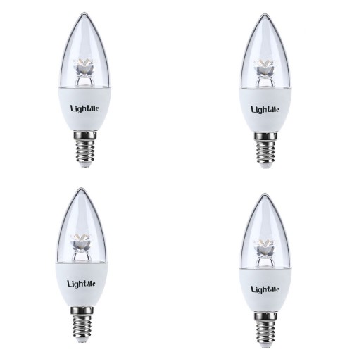Lightme 4Pcs 5W 110-240V 420Lm C37 E14 3000K LED Bulbs
