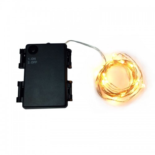 25 - LED Gold Wire 8 - Mode Decorative String Light with Battery Box