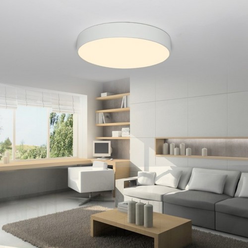 Everflower Modern Simple Led Flush Mount Ceiling Light with Max 18W Painted Finish White
