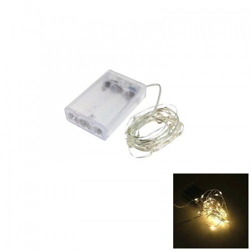 2M 20-LED Silver Wire Strip Light Battery Operated Fairy Lights Garlands Christmas Holiday Wedding Party 1PC