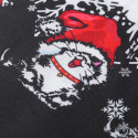 Skew Neck Long Sleeve Kitten Christmas Print Button Women Sweatshirt