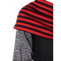 Stripe Slash Neck Color Block Pullover