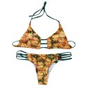 Hollow Out Pineapple Print Women String Bikini Set