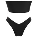 Bow Tied Bandeau Swim Bra with High Cut Bottoms