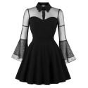Sheer Mesh Insert Fit and Flare Dress
