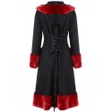 Single Breasted Hit Color Longline Hooded Coat