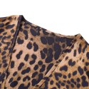 Sexy Jumpsuit Women Long Sleeve Romper V Neck Leopard Print Overall