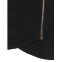 Zipper Embellished Long Sleeve Asymmetrical T-shirt