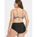 Plus Size Cut Out Striped Panel One-piece Swimsuit