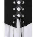 A Line Blouse and Lace-up Waistcoat Set