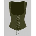 A Line Blouse and Lace-up Waistcoat Set