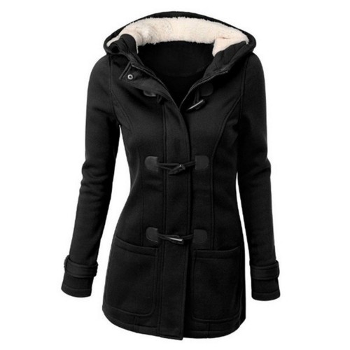 SOVALRO Women Spring and Autumn hooded Plus Size 7 Colors and S-6XL hooded mixed cotton classic horn leather buckle jacket jack