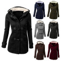 SOVALRO Women Spring and Autumn hooded Plus Size 7 Colors and S-6XL hooded mixed cotton classic horn leather buckle jacket jack