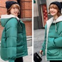 Women'S Fashion Hooded Drawstring Down Jacket Thick Warm Coat with Big Pockets