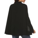 British Style Collar Cloak Blouse Black Double Breasted Shawl Cracked Bat Sleeve