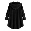 Hooded Fluffy Plus Size High Low Teddy Coat