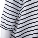 Casual Scoop Neck 3/4 Sleeve Striped High-Low Hem Women's T-Shirt