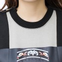 Stylish Round Neck Portrait Print Color Splicing Long Sleeve Women's Sweatshirt