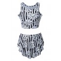 Stylish Round Neck Floral Print Two Piece Women's Swimsuit