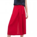 Simple Design High Waist Zippered Pure Color Women's Flare Leg Capri Pants
